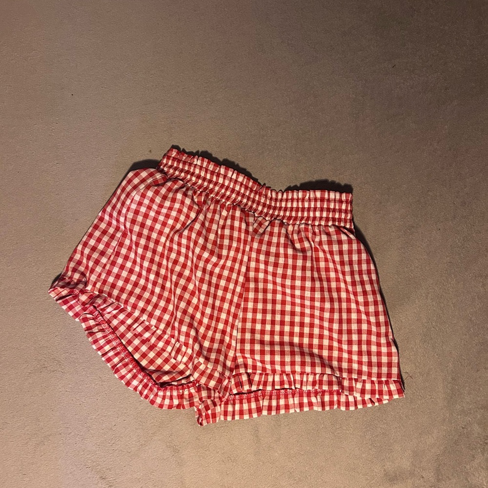 SHEIN Red High Waist Gingham Shorts